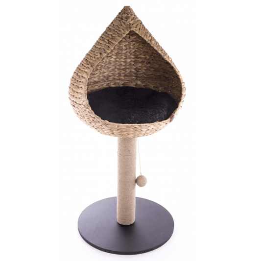 Arbre à chat avec niche en papyrus et coussin